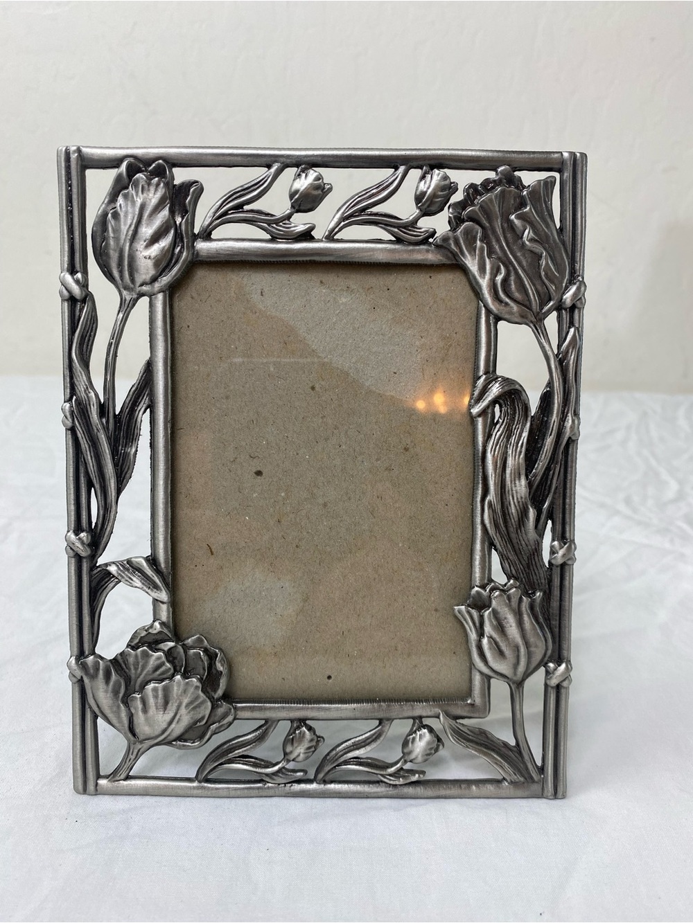 ELSA 1996 Vintage Silver Tulip Metal Photo Frame